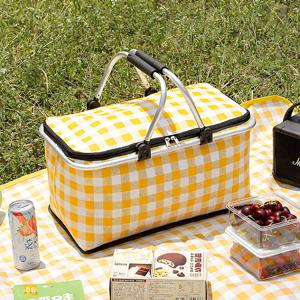 체크 패턴 보온 보냉 바구니 30L 쿨러백 보냉백 아이스백