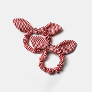 오늘도구름상회 클래식 레드 타탄 체크 리본 미니 슈슈 곱창밴드 2종