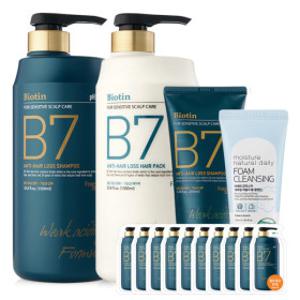 B7 약산성 탈모 샴푸 +탈모 헤어팩 (역대급행사) 1000ml+1000ml+200ml+10매+폼클렌징