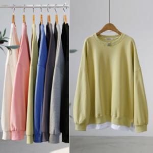 니즈 루즈핏 레이어드 맨투맨 남녀공용 커플룩