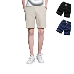 1+1 여름 쿨 남자 린넨 반바지 남성 냉감 밴딩 팬츠 마 바지 여름용 5부 편한 바지