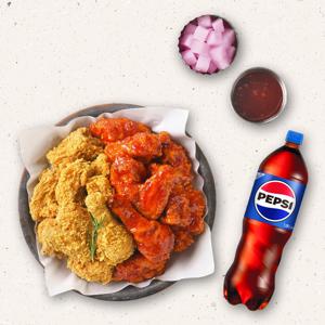 (멕시카나치킨) 후라이드반양념반+콜라1.25L