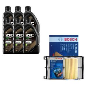 더뉴그랜저 IG 2.5 가솔린 지크 X9 제로 0W20(6L)SP 엔진오일 보쉬 필터 세트