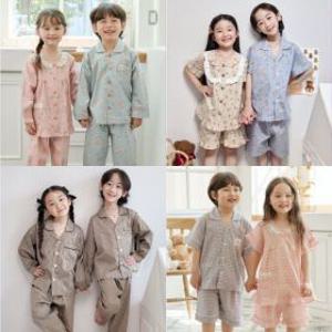 (3-16세)국산 아동 주니어 잠옷 어린이 키즈 유아 초등 여아 남아 봄 여름 순면 파자마 홈웨어 세트 반팔