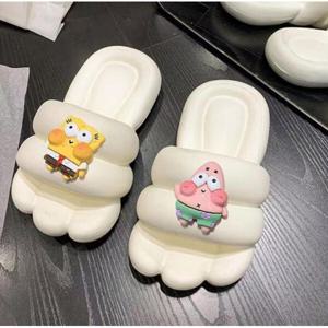 (1+1) 트렌디 큐트 가벼운 코믹 뚱카롱 스펀지 여성 슬리퍼 컴포트 가정 층간소음 방지 사무실 학교 실내화