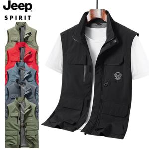 JEEP SPIRIT 남성 봄 여름 멀티포켓 낚시조끼 아웃도어 캐주얼 베스트