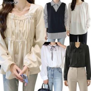 주발이네 봄 빅사이즈 브라우스 쉬폰 레이스 하객룩 결혼식 브이넥 셔츠 리본 니트 카라 흰색 셔링 롱 겨울