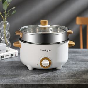 (3L/24cm)전기 멀티쿠커 스마트쿠커 냄비 찜기 후라이팬 겸용 분리형 샤브샤브 전골 돼지코포함 화이트
