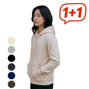 1+1 슬기로운 환절기 생활 눈치 없는 날씨엔 고민 말고 툭 남녀공용 데일리 오버핏 후드 집업 커플템으로도~