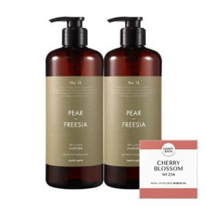 해피바스 스킨케어 퍼퓸 바디워시 페어앤프리지아향900g x 2개 + 오컬 체리블로섬 비누 90g 증정