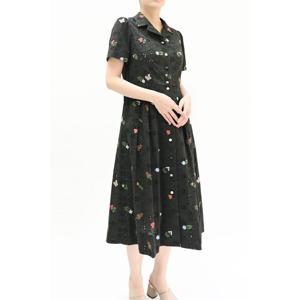 [비꼴리끄(여성)]코튼 원단자수 스포츠카라 원피스 B242WO3310