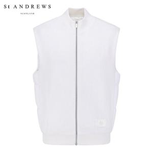 [세인트앤드류스] 남성 니트 블록 구스 다운 방풍 집업 베스트