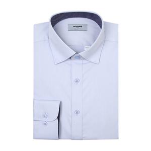 [레노마] RZRSL0-103BU 긴소매 슬림핏 블루 스판 뱀브 솔리드 무지 배색 스냅단추