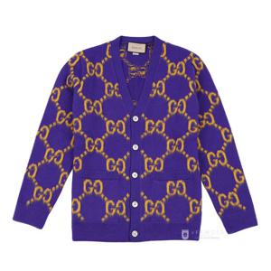 구찌 GG 인타르시아 울 남성 가디건 퍼플 764738 XKDPB 5673