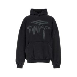 발렌시아가 후드 티셔츠 803265TRVS9 1013 FADED WASH BLCK ANTH