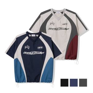 남자 OFF 스포티 트랙 나일론 반팔 티셔츠 RM-TSH-Q082-회색