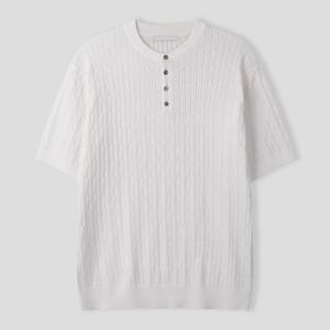 [리빌모아]남자 여름 케이블 단추 헨리넥 반팔 니트 SG-KNH-Q002
