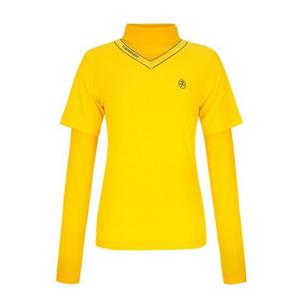 [까스텔바작]여성 에리 배색 포인트 긴팔 티셔츠 BGEMTL703YE_CC