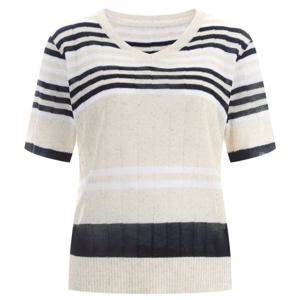 [샵앤]여성 골지 린넨  단가라 V넥 반팔 니트 티셔츠 21DS-WKN-1