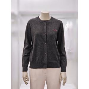 [프렐린]RWC253010 자수 레터링 라운드넥 니트 가디건