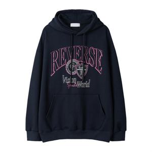 남자 리버스 프린팅 오버핏 후드 티셔츠 RM-TSA-Q046-곤색