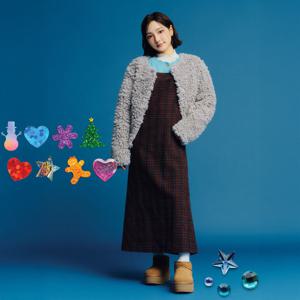 [써스데이아일랜드][KiiiKiii 착용] 멀티 체크 볼륨 레이어드 원피스(T258MOP236W)