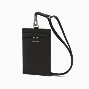 [헤지스ACC] 블랙 로고프린트 소가죽 카드지갑 HJHO6E510BK