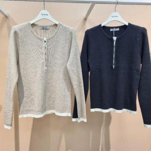 Destijl HC34 신축성좋은앞반오픈 띠배색골지쫄니트 D2613sw06