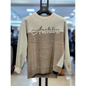 바쏘옴므 세이브존03 바쏘옴므 24FW 세미오버핏 레터링 라운드넥 니트 스웨터 WSYAG3WR97AA