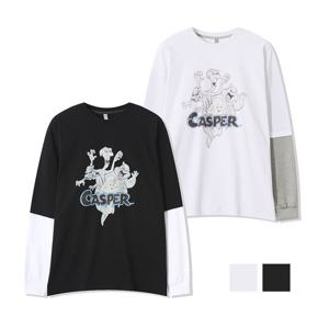 [리빌모아]남자 유령 프린팅 레이어드 긴팔티 AC-TSA-Q062