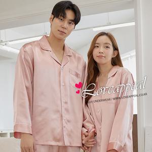 [러브어필] 국산 실크느낌 핑크 커플잠옷(PW9248,PM9248)4계절용