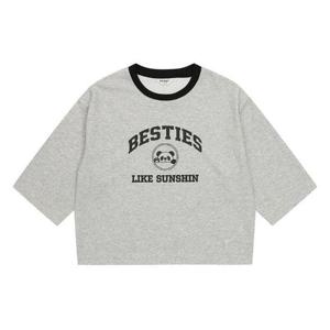 에꼴리에 세이브존03 7부 립 배색 셋업 티셔츠 24C0785-GY