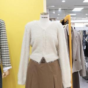 르피타 DP01 부클 퍼 크롭 가디건 L244UKTA01