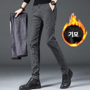 기모바지 융기모팬츠 체크패턴 슬랙스