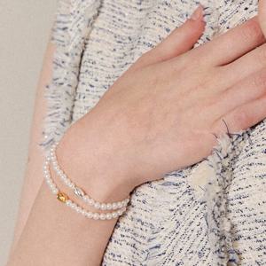 제이로렌 진주 실버볼 포인트 플렉시블 팔찌 B01037