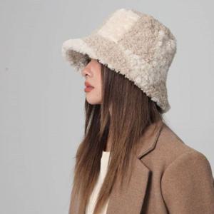 여성 겨울 페이크 퍼 벙거지 모자 소프트 털 버킷햇