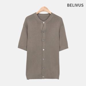 빌리버스 남자 반팔 무지 니트 라운드 가디건 BXR023