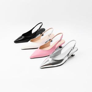 [신난다슈] 여성 슬링백 힐 4cm 스틸레토 슬링백 구두 샌들 펌프스 미들힐 브이컷 FL251497