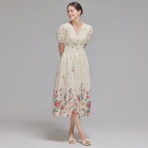 FOCUS  볼륨 소매 플라워 아일렛 원피스 PBINF5M1OP3281