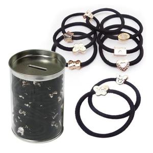 골드메달 헤어밴드 검정60P 깡통악세서리 고무줄