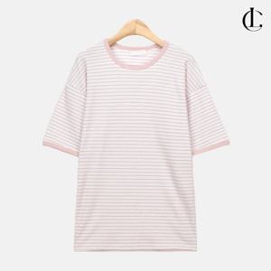 엘케이트 여자 반팔티 오버핏 스트라이프 링거티 와플 티셔츠 LGRS002