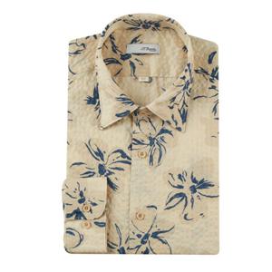 (듀퐁)25년 SS 신상 -SE5SM11LS125SBE(베이지)- 일반핏 시어써커 플라워 프린트 긴팔셔츠