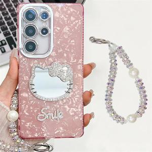 갤럭시퀀텀6 A56 5G 큐빅 렌즈풀커버 미러홀로그램 스트랩케이스