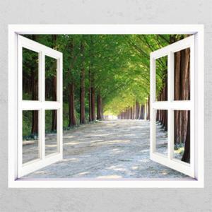 아트박스/꾸밈 ij240-따스한나무길_창문그림액자_뮤럴시트지