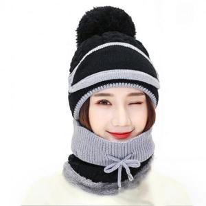 아트박스/아일렌 라엘 넥워머 털모자 세트(블랙) (여성용)