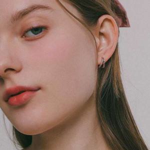 제이로렌 큐빅 더블링 원터치 로즈골드 귀걸이 M04018