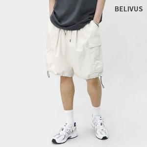 빌리버스 남성 와이드 팬츠 밴딩 스트링 코튼 반바지 BCONP005