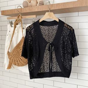 [샵앤]여성 리본 러블리 반팔 니트 가디건 DGB-WCD-2374-블랙