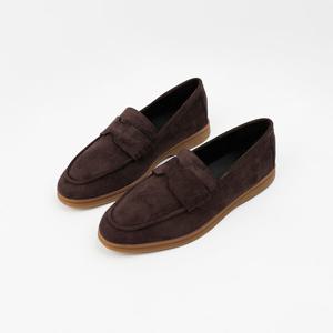 [신난다슈] 여성 로퍼 단화 2cm 여자 플랫 구두 슬립온 스웨이드 발편한 쿠션 SO251501 브라운