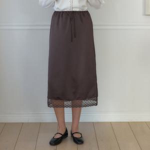 [아워호프] Satin Lace String Skirt - Brown [H25FA-SK01-BRO]